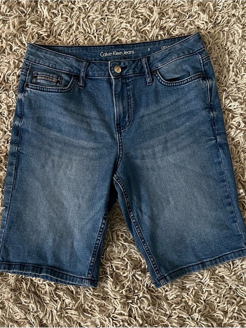 Calvin Klein Jeans City Short Blue 5 Pocket Women’s Stretch Shorts Size 8